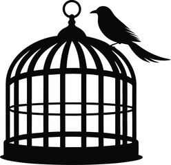 Bird cage silhouette vector illustration design