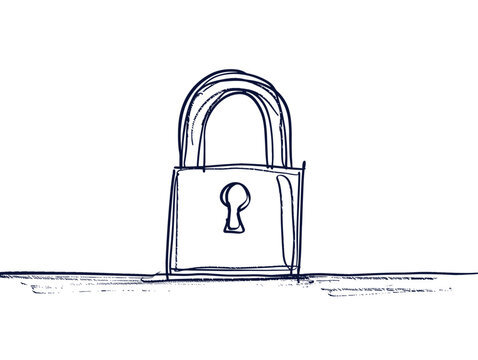 recommend clip art: Abstract Metallic Padlock: Minimalist Line Art Symbolism of Security