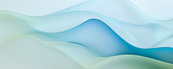 Abstract soft gentle green blue waves and bubbles background, fluid motion art