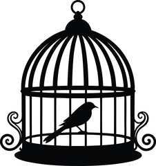 Bird cage silhouette vector illustration design
