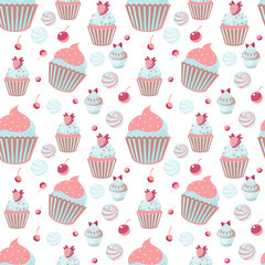 seamless pattern with cupcakes