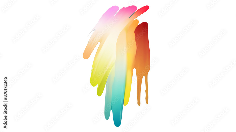 Poster color gradient brush strokes isolated on transparent background