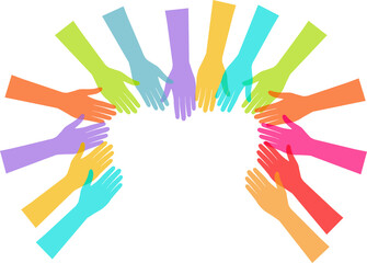 Colorful Heart Shape Colorful Hands, Volunteer, Charity, Fundraiser Donation, Helping, Transparent Vector Clipart