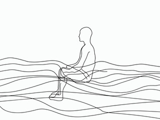 Obraz premium Minimalistic Foresight and Planning Outline: A Continuous Line Drawing of Strategy and Preparation