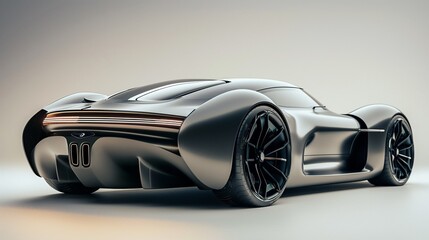 A Modern Black Car Is Parked In A Brightly Lit Garage.