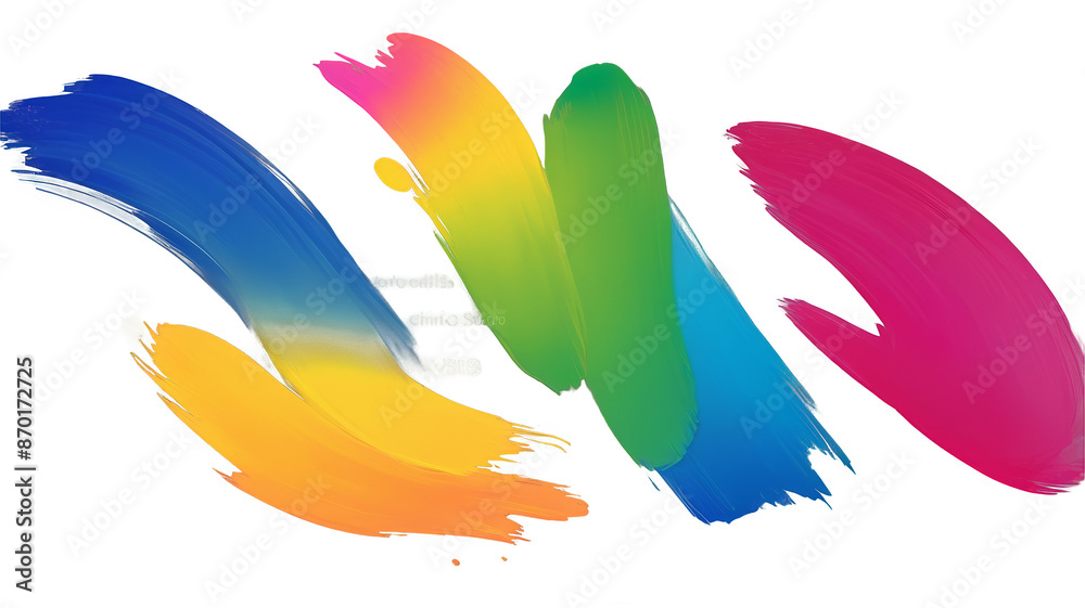 Poster color gradient brush strokes isolated on transparent background