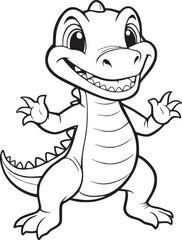 Naklejka premium Coloring book page on a white background with a cute crocodile standing. line art drawing