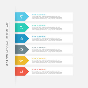 Modern Business Infographic Design Template with 6 Bar of Options
