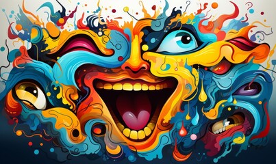 Obraz premium abstract emotions flat design top view expressive theme cartoon drawing vivid