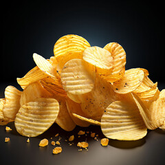 potato chips on black