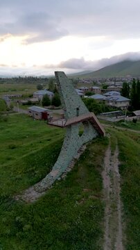 Viewing platform at Sevan Lake, Armenia. Taken with a drone. 