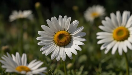 Obraz premium A dialogue between two daisies discussing their dreams in the meadow ai_generated
