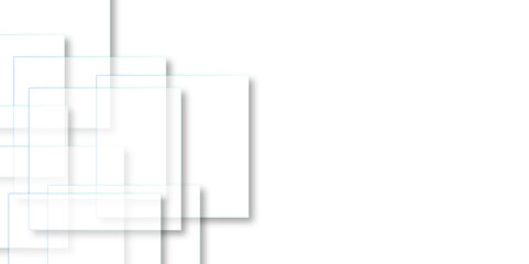 Abstract design with white transparent material in triangle and square shapes on white background. modern and seamless retro pattern Minimalistic geometric. . Architecture concept business gallery. 