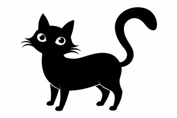 Fototapeta premium black and white cat silhouette, cat vector illustration, cats silhouette, animal silhouette isolated vector Illustration, png, cat icon