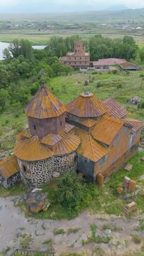 Hayravank Monastery located in Gegharkunik region. Taken with a drone.