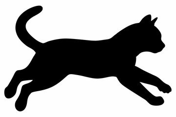 black and white cat silhouette, cat vector illustration, cats silhouette, animal silhouette isolated vector Illustration, png, cat icon