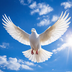 white dove flying in the sky