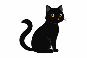 Obraz premium black and white cat silhouette, cat vector illustration, cats silhouette, animal silhouette isolated vector Illustration, png, cat icon