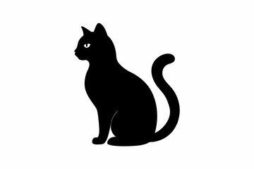 black and white cat silhouette, cat vector illustration, cats silhouette, animal silhouette isolated vector Illustration, png, cat icon