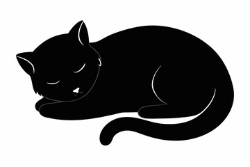 black and white cat silhouette, cat vector illustration, cats silhouette, animal silhouette isolated vector Illustration, png, cat icon