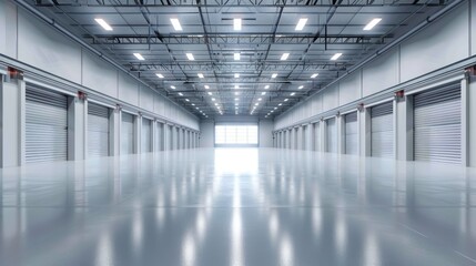 Clean and well-lit warehouse interior showcasing storage efficiency