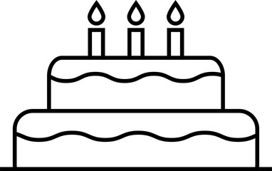 Birthday cake icon birthday celebration with three candles for graphic design, logo, web site, social media, mobile app, ui illustration