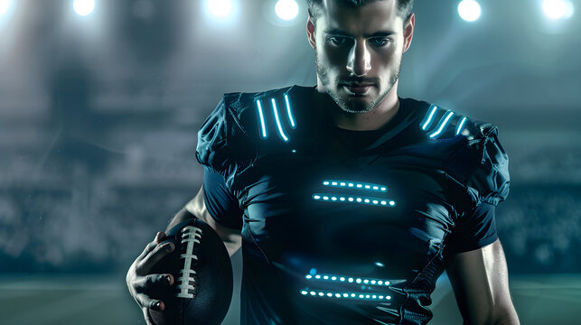 Wearable tech monitoring athlete performance on the field.