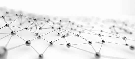 Network of interconnected spheres,symbolizing technology and innovation,white background.