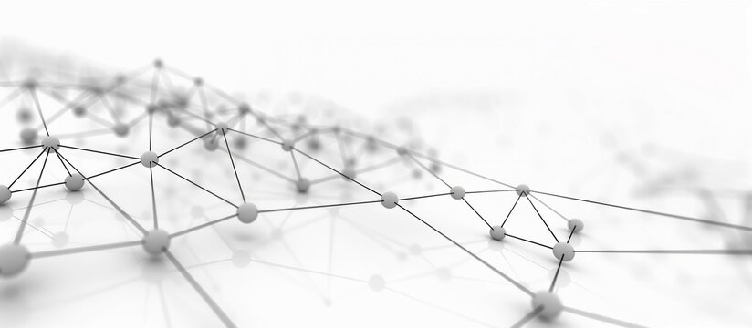 Network of interconnected spheres,symbolizing technology and innovation,white background.