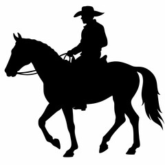 black and white cowboy silhouette, cowboy vector illustration, cowboy silhouette, horse silhouette isolated vector Illustration, png, cat icon	