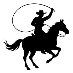 black and white cowboy silhouette, cowboy vector illustration, cowboy silhouette, horse silhouette isolated vector Illustration, png, cat icon	