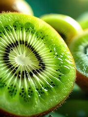 Closeup of Fresh Kiwi Slice.