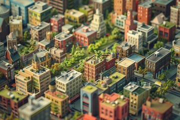 Fototapeta premium Miniature Cityscape with Green Roofs.