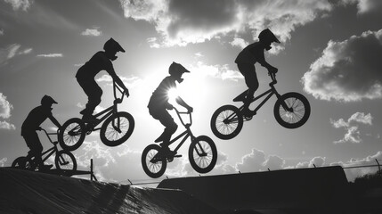 BMX racing competition with bike professional racing on BMX bicycle motocross
