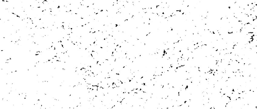 Black gritty grunge texture. Grainy rugged overlay background. Distressed noise surface with dust, particles and specks. Rough speckled texture backdrop of concrete, cement, gravel. Vector