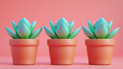 Small plant in a pot, minimalist 3d render