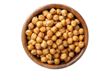 Chickpeas in a bowl isolated on transparent background