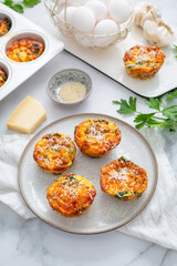 Homemade healthy spinach and cheese egg muffins, high protein and low carb breakfast