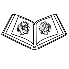 Al quran book hand drawn