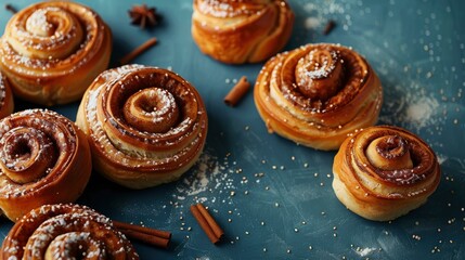Fototapeta premium Cinnamon Buns, A Sweet And Aromatic Treat