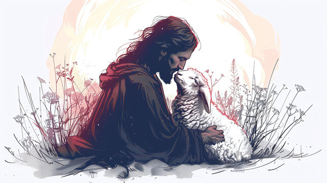illustration christian metaphor about Jesus as shepherd of the people