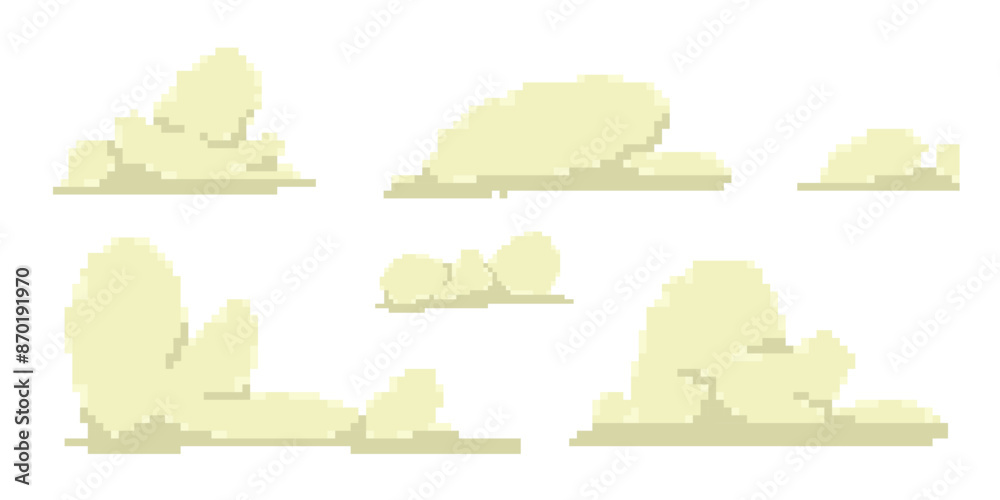 Sticker flat cloud game pixel art illustration