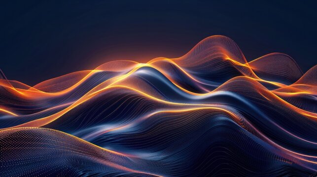 Abstract line art on a dark background, featuring dynamic and flowing shapes that create a sense of movement and energy. The minimalistic design emphasizes the contrast between the light lines and