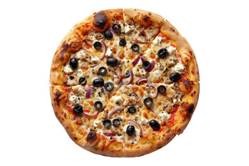 Greek pizza isolated on transparent background