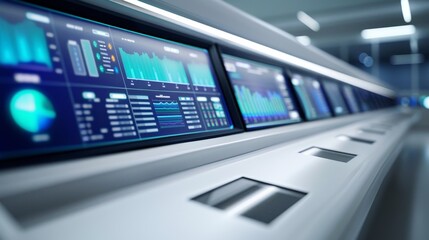 Obraz premium Advanced control panels and machinery, complex interface design, monitors showing meticulous process, highly detailed and futuristic
