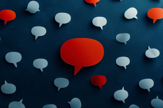 a group of white and red speech bubbles