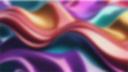 Obraz premium Colorful 3D chrome wave background with blur and noise effect