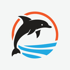 Fototapeta premium Elegant Dolphin Silhouette Logo: Symbolizing Grace and Freedom