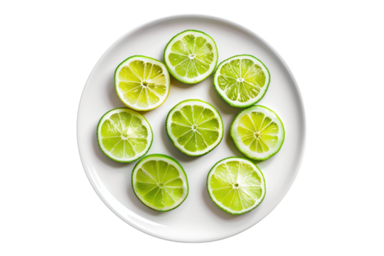Lime slice on a plate isolated on transparent background