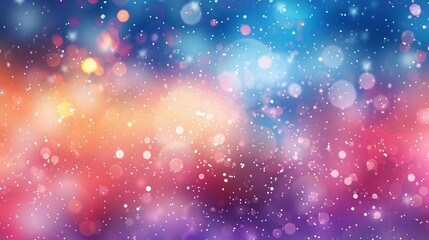 Obraz premium An abstract background featuring defocused bokeh lights with a blurred, colorful abstract on an unfocused background, resembling a falling snow effect.